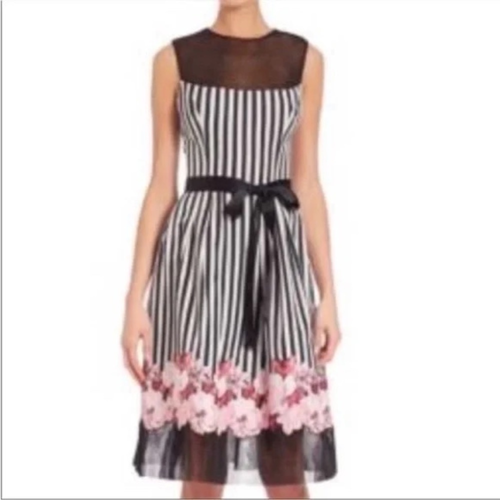 Teri John Rickie Freeman striped floral belted dress sz. 10